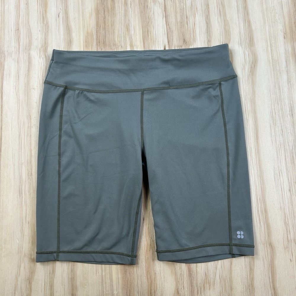Sweaty Betty All Day Biker Shorts Green Activewear Athletic Women's Large Gym